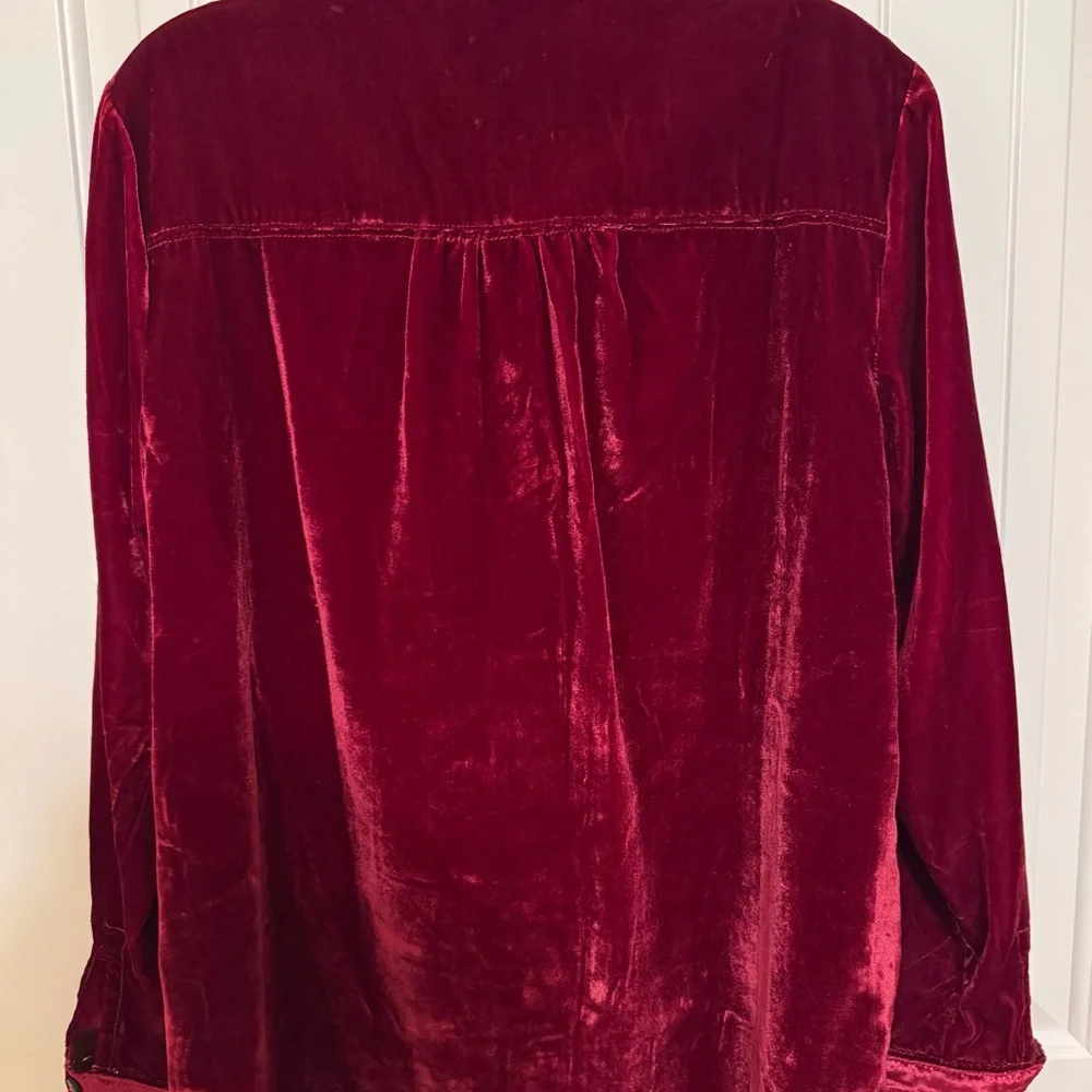 Anthropologie Deep Red Velvet Shirt Pilcro brand - Picture 2 of 3